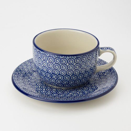 Polish Pottery 195ml Teacup and Saucer - Doodle