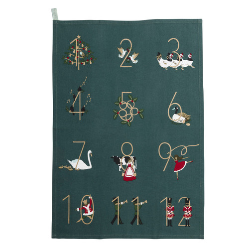 Sophie Allport Partridge 12 Days of Christmas Tea Towel