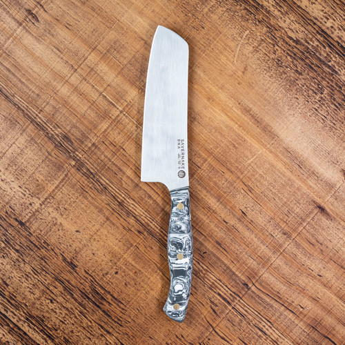 Savernake 14cm Nakiri Knife - Marble Handle - Arctic and Anthracite