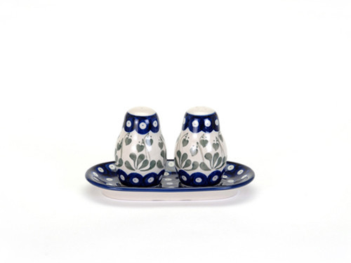 Polish Pottery Salt and Pepper Set - Love Leaf Polish Pottery Salt and Pepper Set - Love Leaf