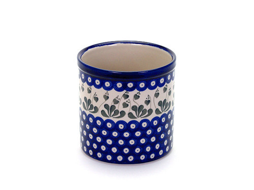 Polish Pottery Utensil Jar - Love Leaf