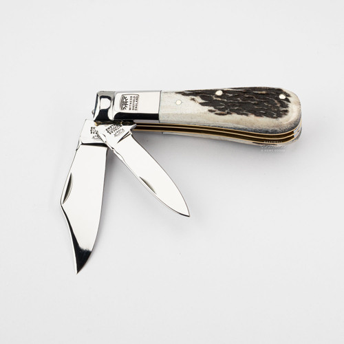 Premier Collection Twin Blade Barlow Knife with Stag Antler Scales #5