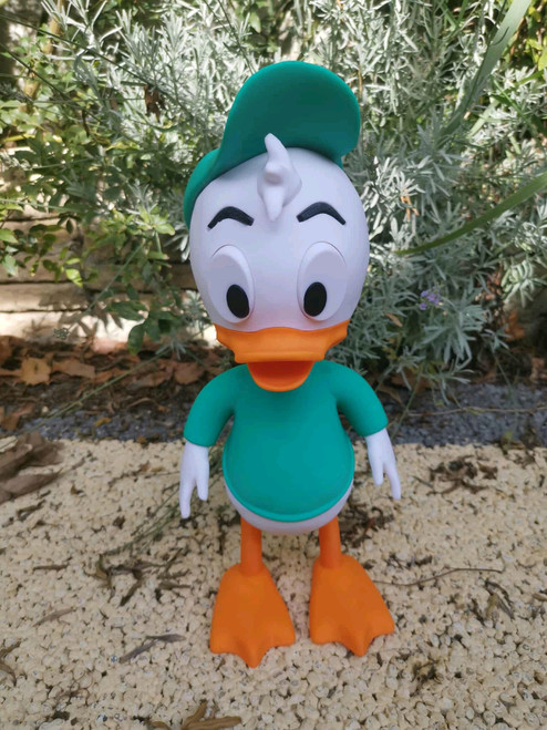 2ft tall Louie Duck Disney 24" due to shipping you may have to glue legs or just sit in ports