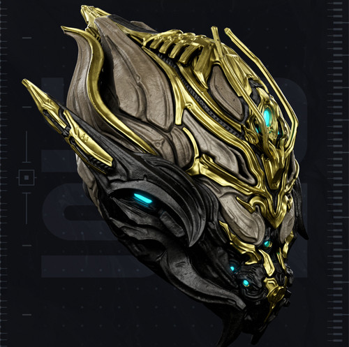 Warframe Wukong Prime helmet fits heads up to 24"