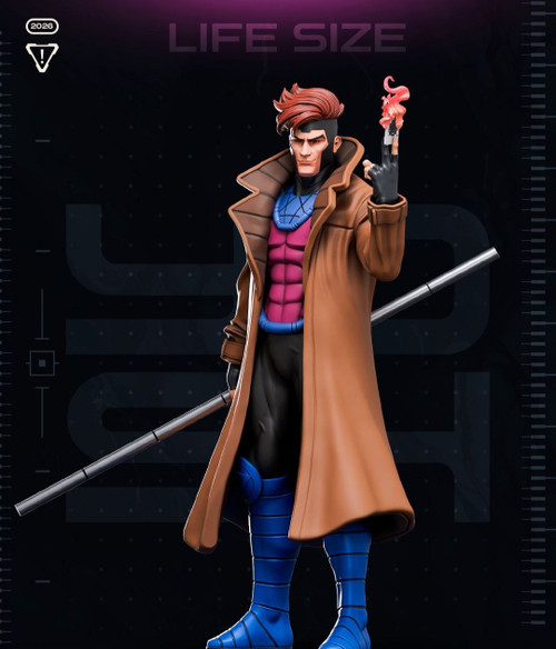 Gambit Life Size Statue 6ft 4in with Card and Weapon in Hand | Custom Made Marvel Cosplay Prop 5999.99 3dCurioPrints 3dcurioprints.com 444525165282_C68C