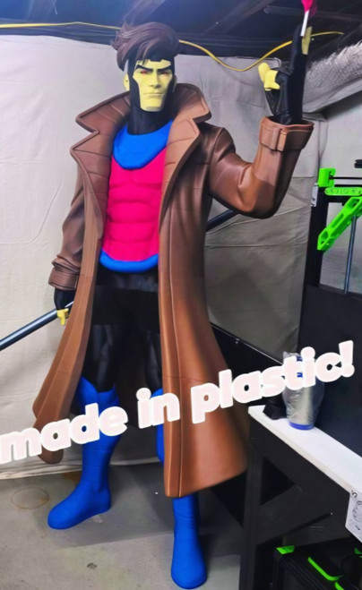 Gambit Life Size Statue 6ft 4in with Card and Weapon in Hand | Custom Made Marvel Cosplay Prop