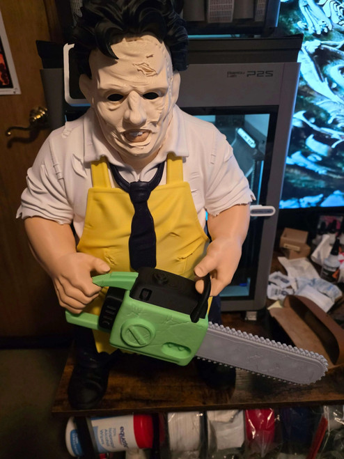 Leatherface Texas Chainsaw Massacre Bust Statue 23 Inches Tall With Saw 23 By 16 By 9 Inches stands 249.99 3dCurioPrints 3dcurioprints.com 442665994159_B241_!