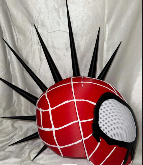 Spiderpunk helmet mask with spikes put together with magnets line color black or white fits heads up to 24" 179.99 3dCurioPrints 3dcurioprints.com 442727044875_A8ED_!