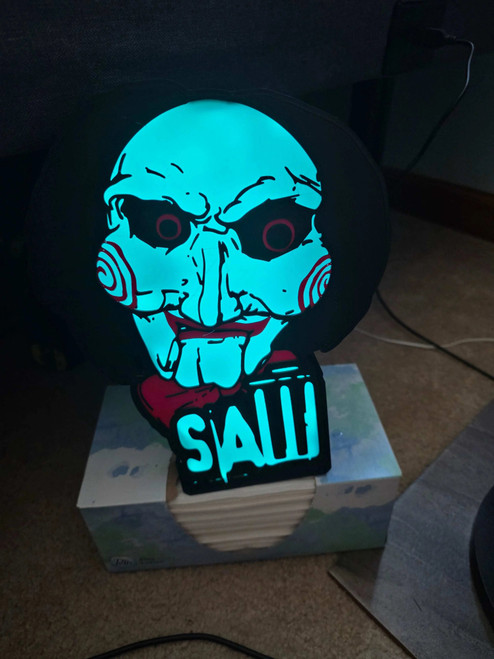 10" Saw Lightbox Horror Icon with LED Remote Stand 69.99 3dCurioPrints 3dcurioprints.com 441853464413_208B
