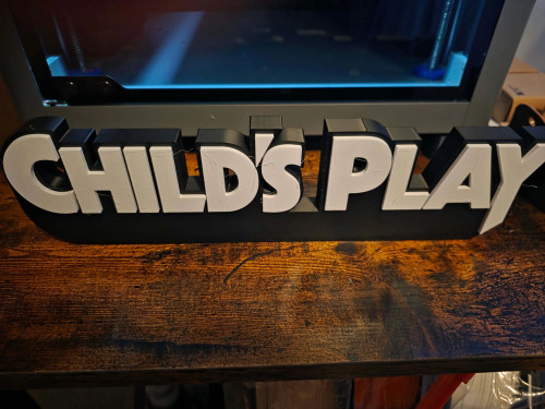 Child's Play Chucky Horror Movie Logo Sign - 12 x 3 Inch 3D Printed Novelty Decor 37.99 3dCurioPrints 3dcurioprints.com 442036477297_0362