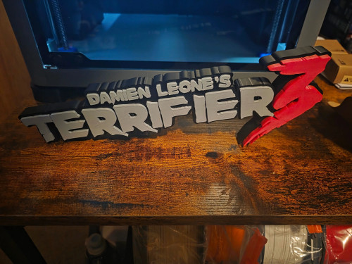 12 Grey Terrifier 3 Logo Sign - Art the Clown Decor 42.99 3dCurioPrints 3dcurioprints.com 442127417672_BC60