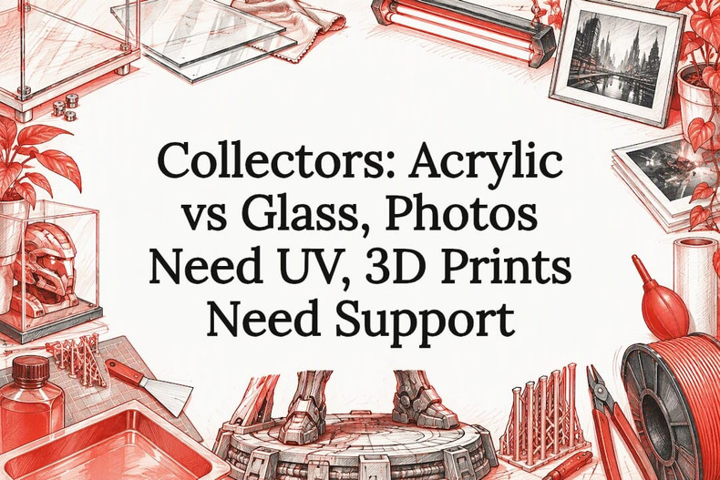 Collectors: Acrylic vs Glass, Photos Need UV, 3D Prints Need Support