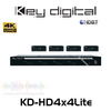 Key Digital KD-HD4x4Lite 4x4 4K HDMI HDBaseT Matrix Switcher with 4 Receivers