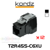 Kordz Pro SlimCat Unshielded Toolless Cat6 RJ45 Keystone Sockets (12 pack)