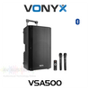 Vonyx VSA500 12" 800W Battery Powered Portable PA System with Dual Wireless Handheld Mics