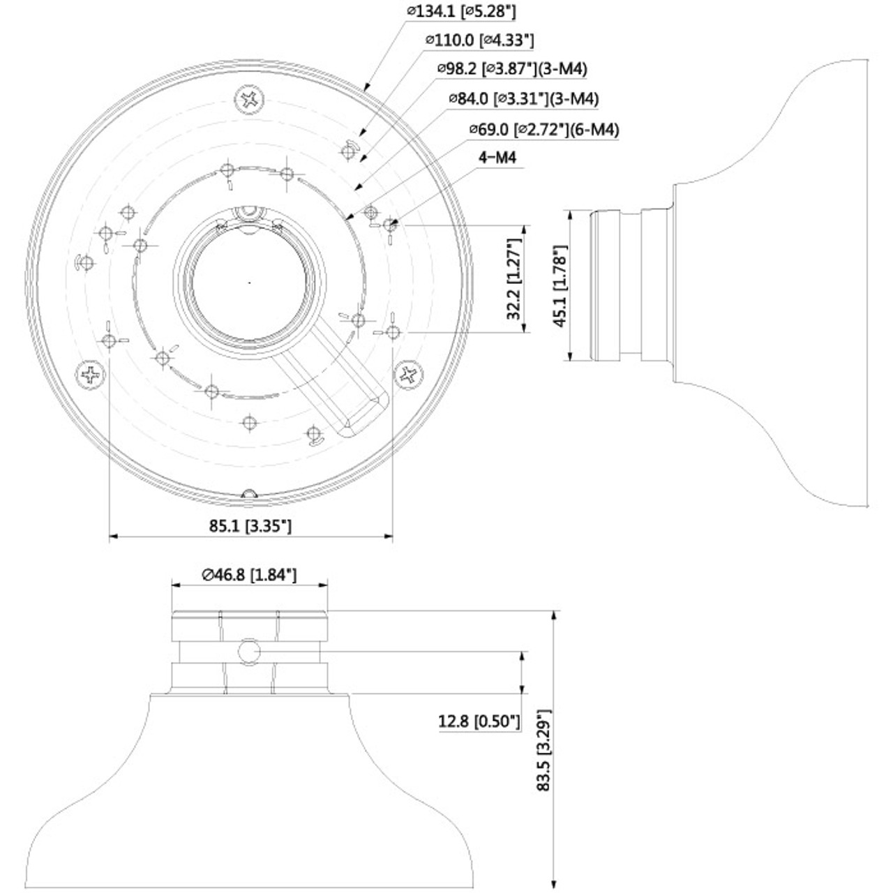 VIP Vision VSBKTA106 Adapter For Ceiling & Wall Mount Brackets