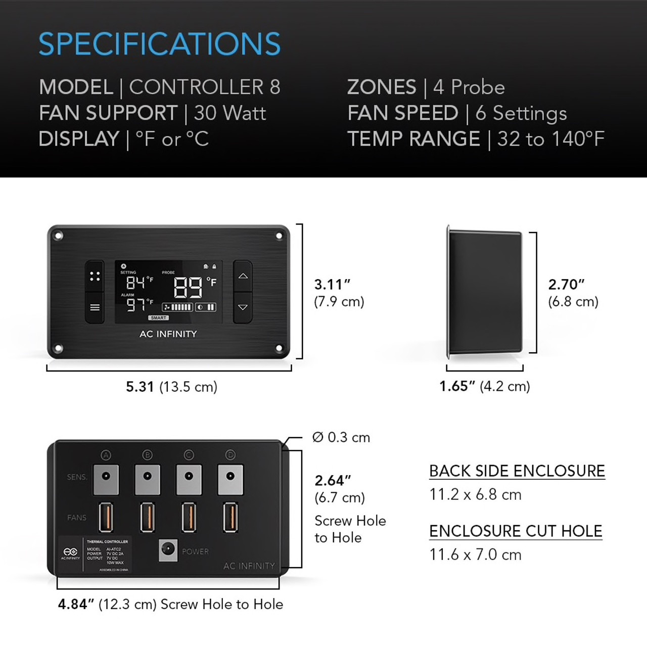 AC Infinity 4 Zone Intelligent Thermal Fan Controller