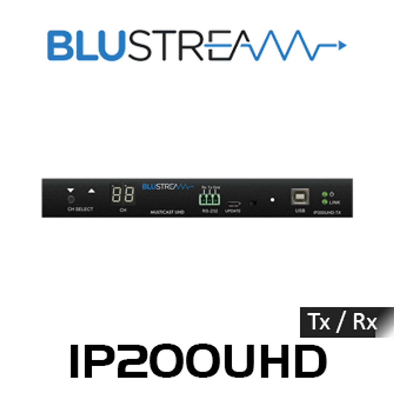 BluStream IP200UHD 4K UHD Multicast PoE Tx/Rx with Bi-Directional IR, RS232 & USB/KVM (100m)