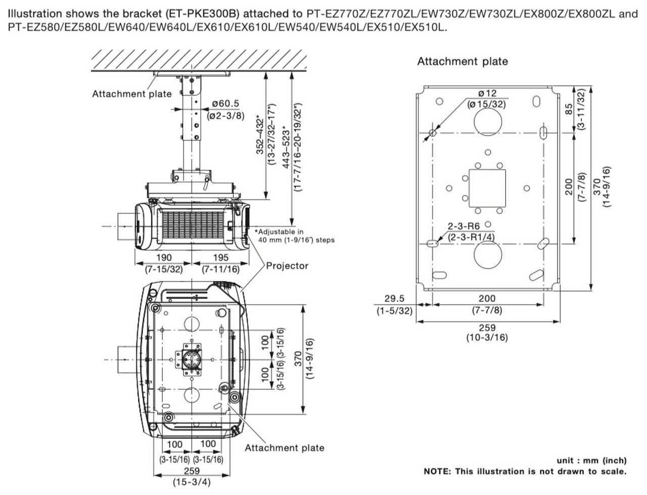 Panasonic ET-PKD130H High Ceiling Projector Mount Bracket