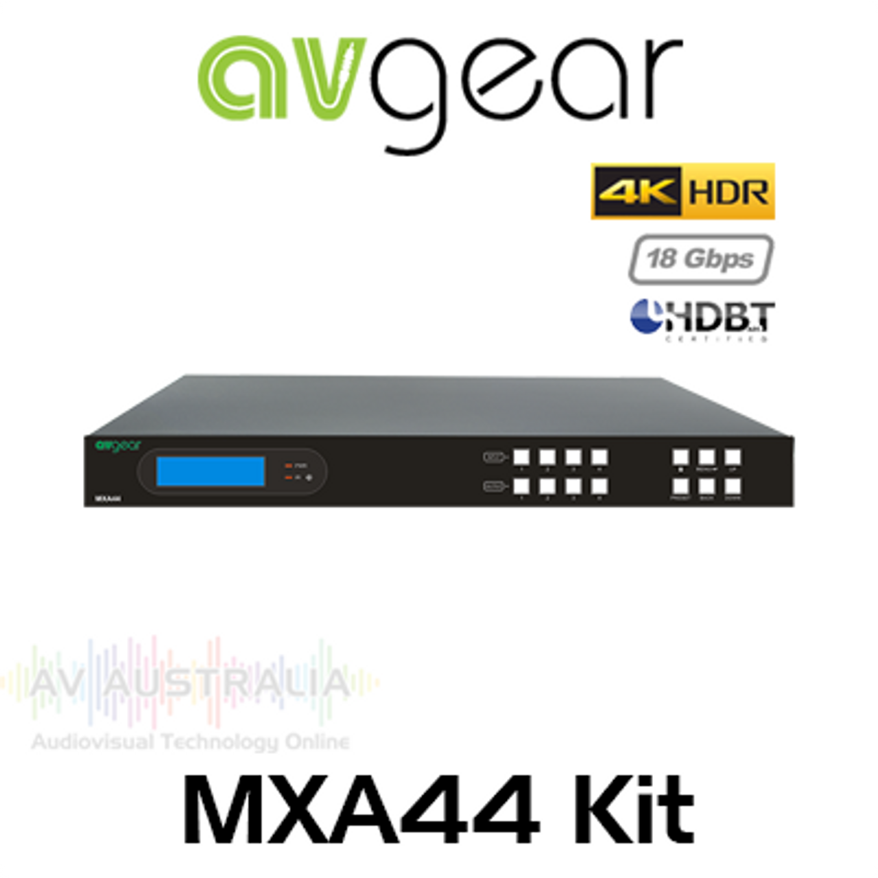 AVGear MXA44 4x4 HDMI 2.0 HDBaseT Matrix Switcher with 4 Receivers