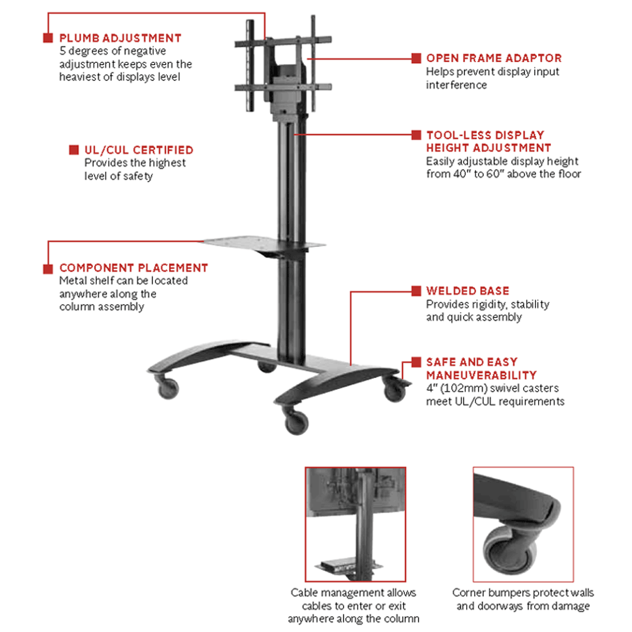 ST Peerless SR575M SmartMount Flat Display Mobile Trolley (32" - 75")