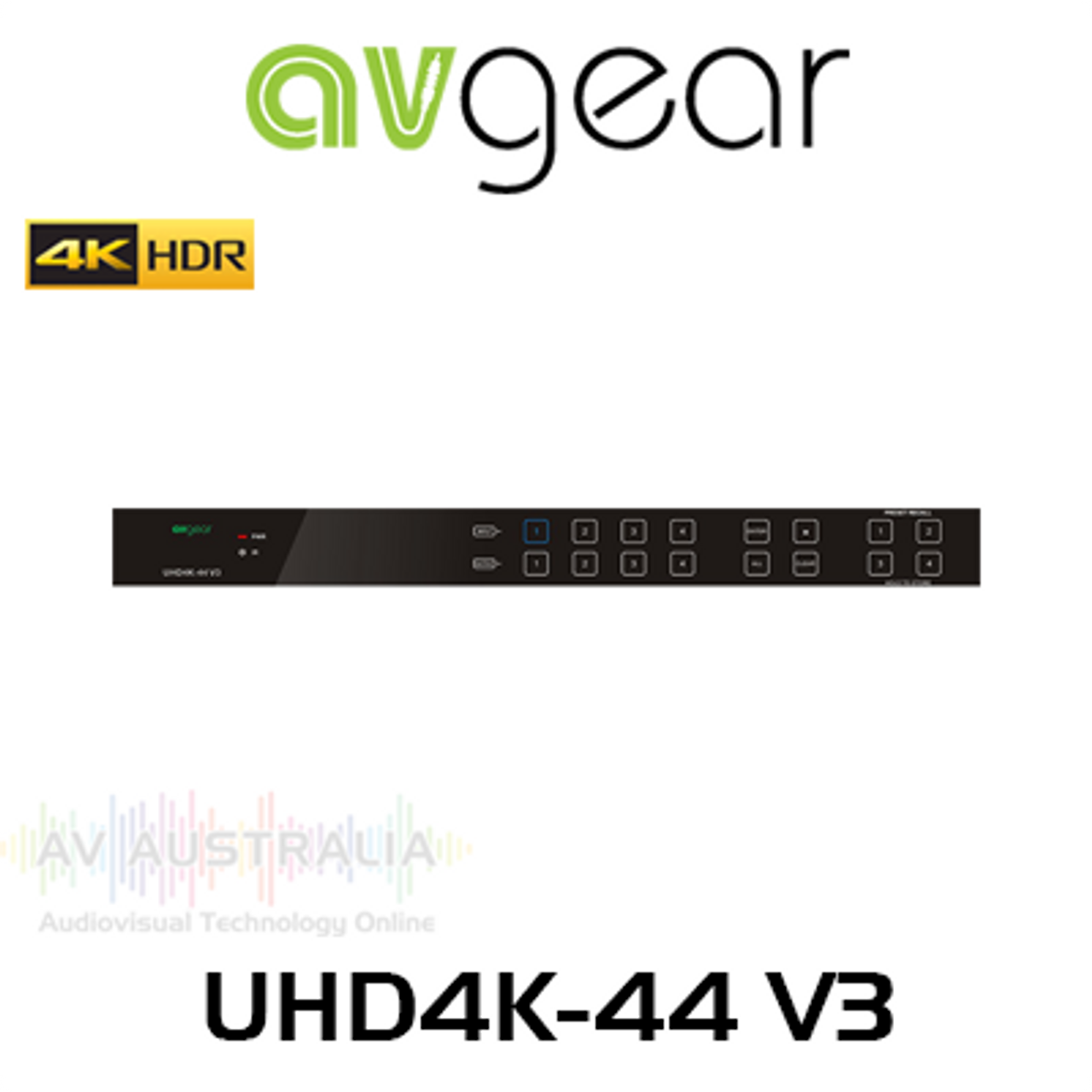 AVGear UHD4K-44 V3 4K 4x4 HDMI 2.0 Matrix Switcher with Audio Matrix