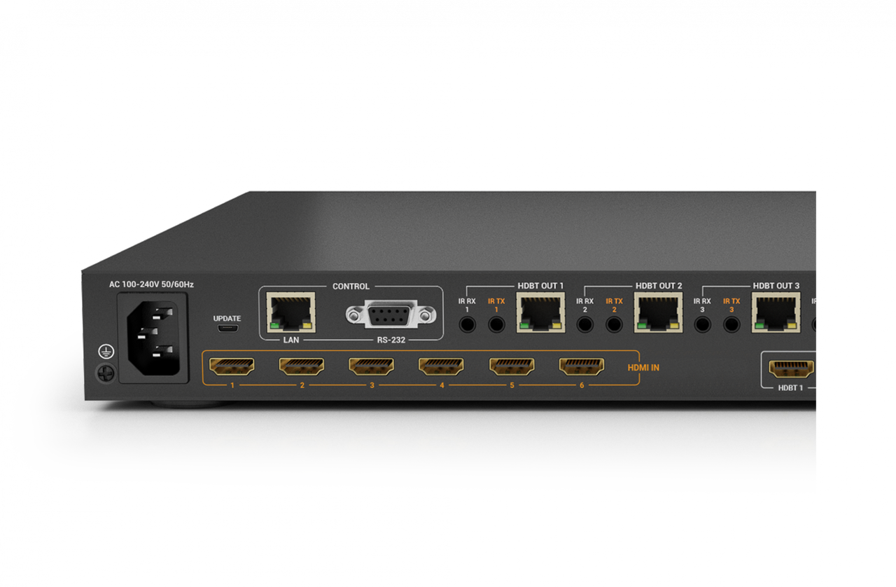 WyreStorm 8x8 4K HDR 4:4:4 60Hz HDBaseT Matrix Switch with Zone Audio De-Embed & 4 Mirrored HDMI Outputs (70m)