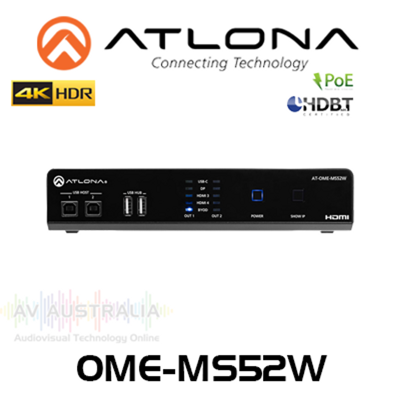Atlona Omega 5x2 Matrix Switcher with USB-C & Wireless Link