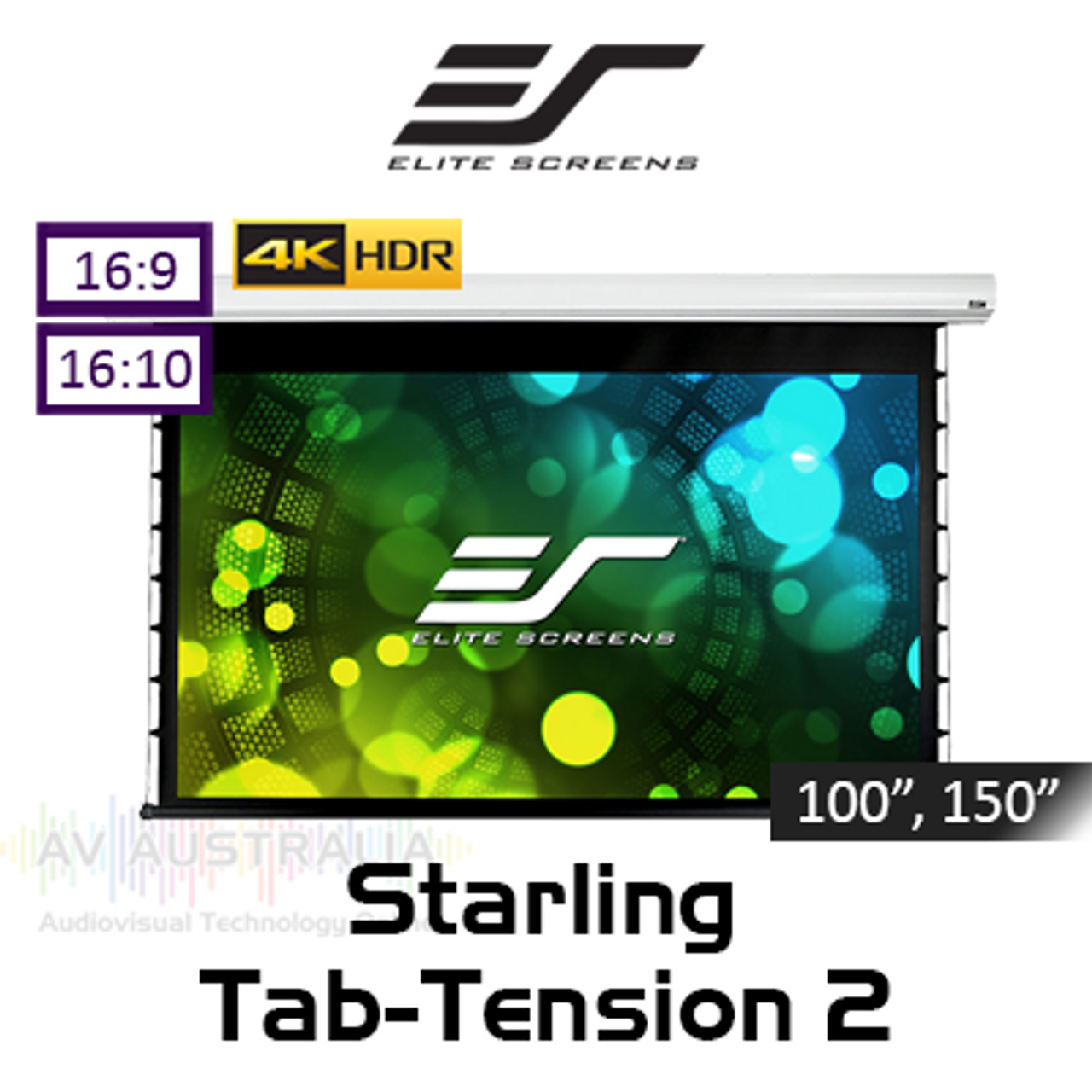 Elite Screens Starling Tab-Tension 2 CineWhite Motorised Projection Screens (100"-150")