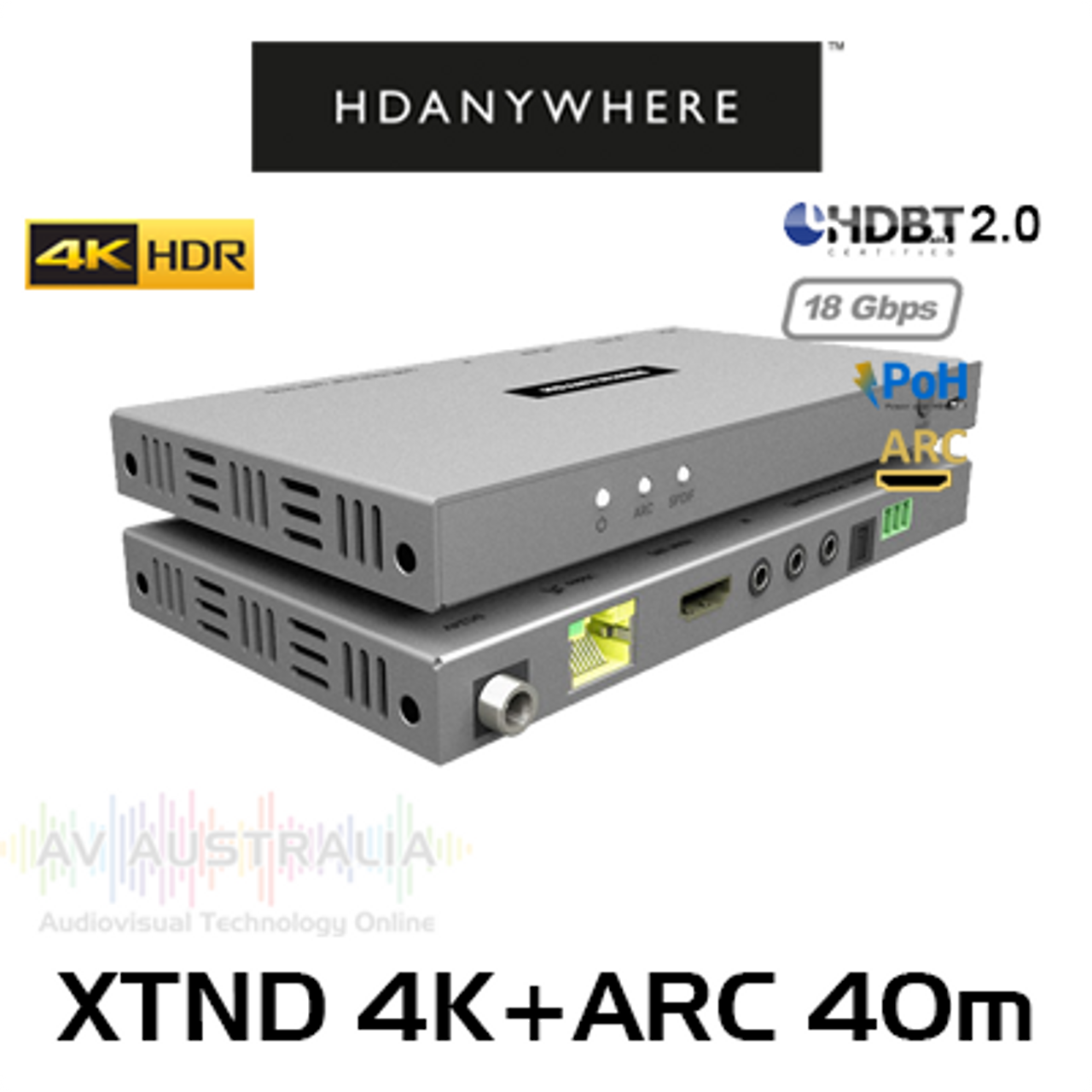 HDAnywhere XTND 4K HDR 18Gbps HDBaseT 2.0 with ARC & TPC Extender Set (40m)