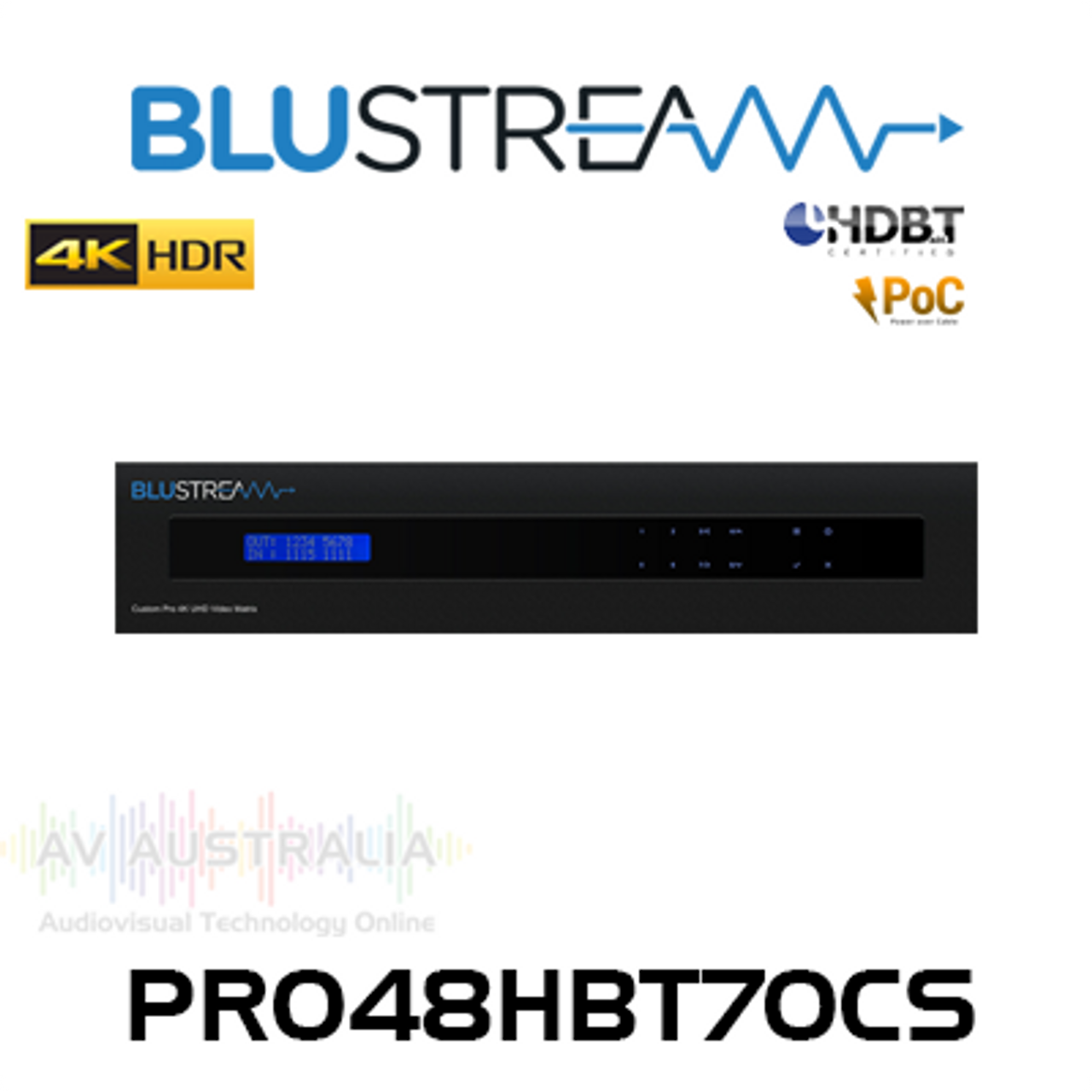 BluStream Custom Pro 4x8 4K HDR HDBaseT CSC Matrix Hub (40m)