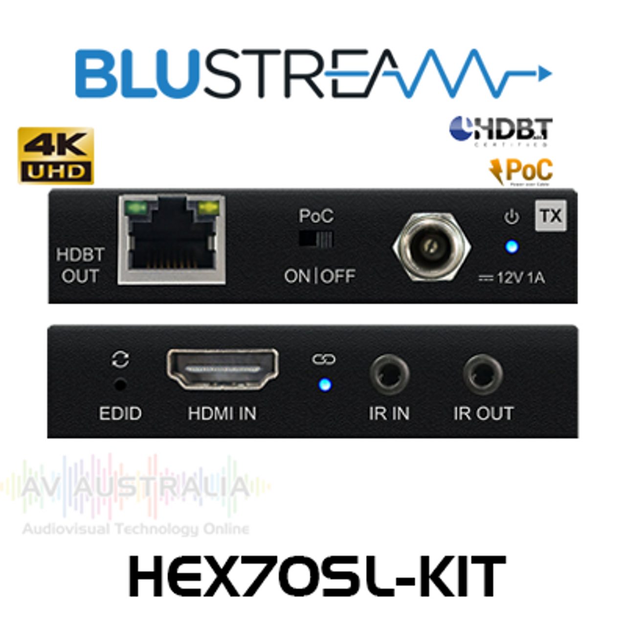 BluStream 4K UHD Slimline HDBaseT PoC Extender Set (40m)