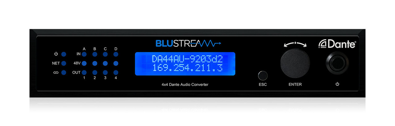 BluStream DA44AU 4x4 Dante Digital Audio Converter