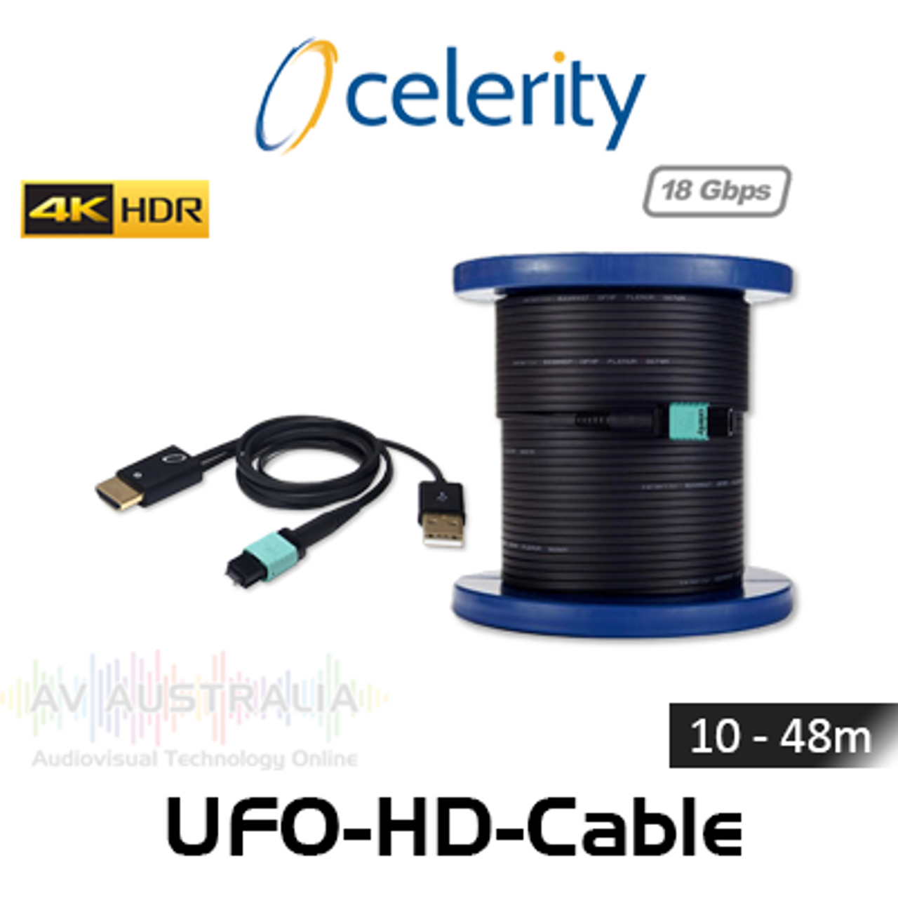 Celerity Universal Fiber Optic HDMI 2.0 Cable with Detachable Connectors (10-48m)