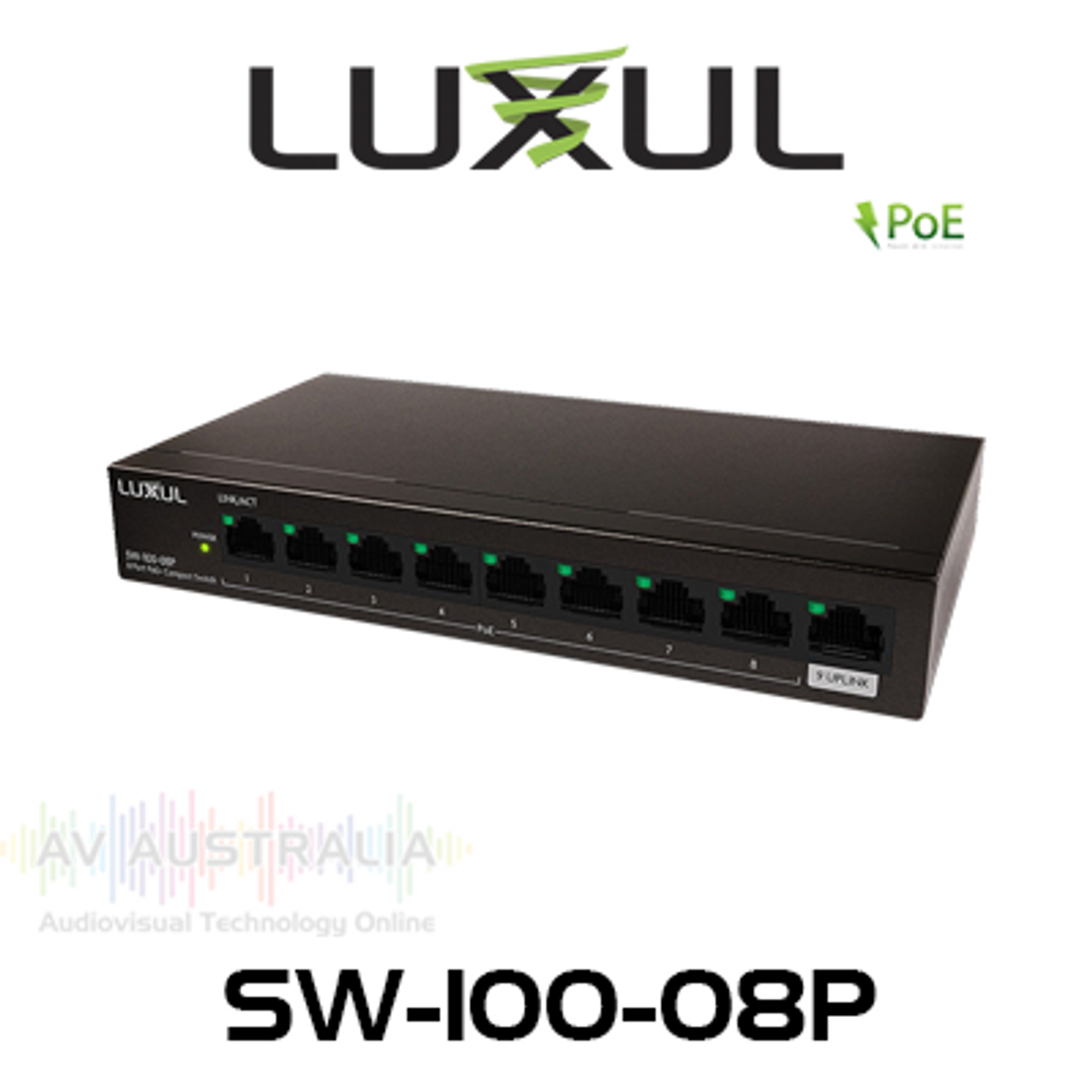 Luxul SW-100-08P 8-Port PoE+ Gigabit Switch