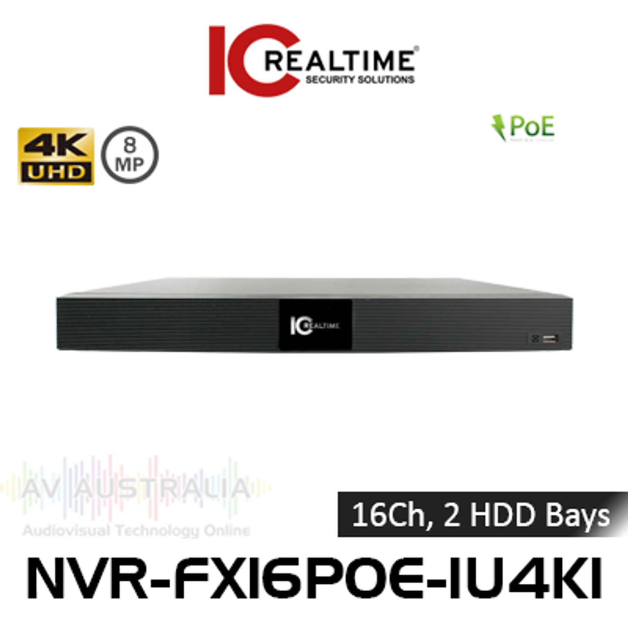 IC Realtime 4K 16-Ch PoE 8MP 2-Bay H.265+ 1U NVR
