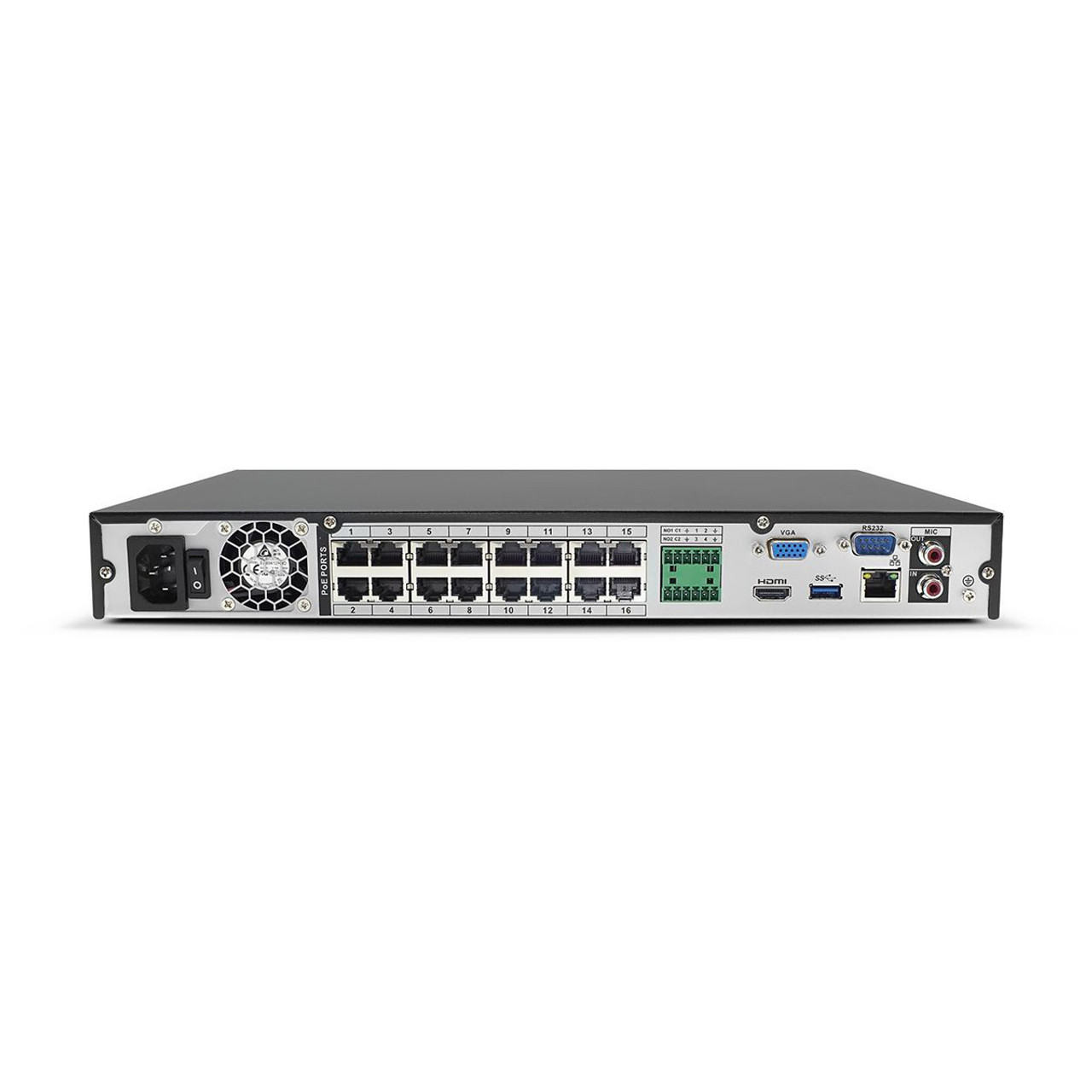 IC Realtime 4K 16-Ch PoE 8MP 2-Bay H.265+ 1U Desk Mount NVR