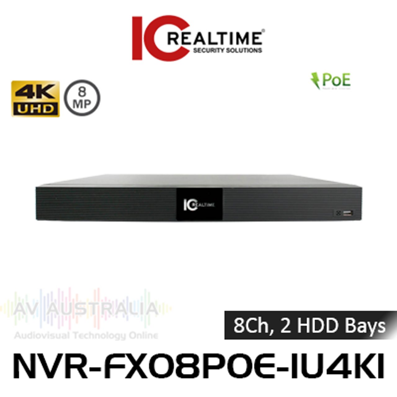 IC Realtime 4K 8-Ch PoE 8MP 2-Bay H.265+ 1U NVR