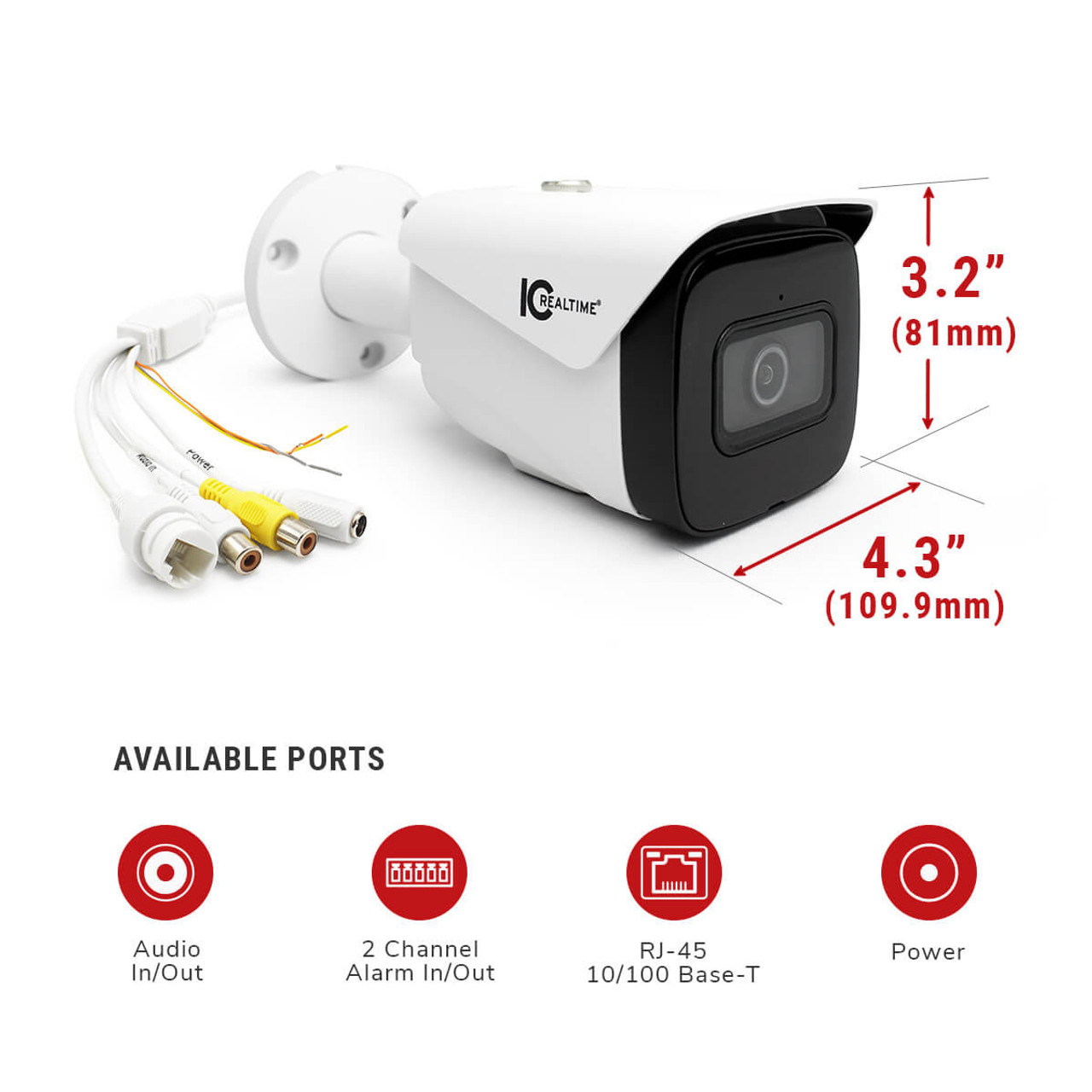 IC Realtime 2MP WDR 1080P 2.8mm Lens PoE Mini Bullet Network Camera