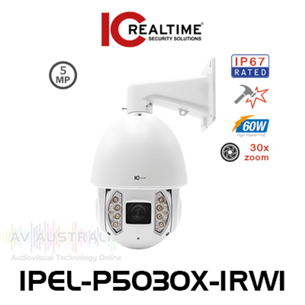 IC Realtime 5MP 6-180mm Varifocal 30x PTZ Vandal Hi-PoE Network Camera