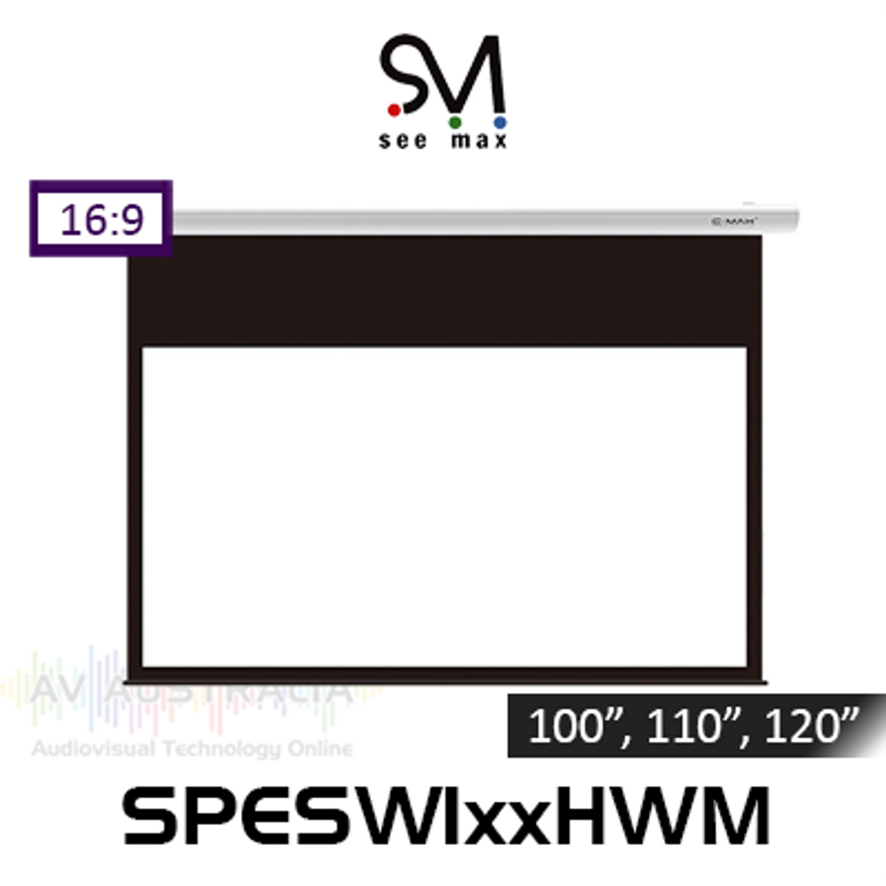 SeeMax Matt White 16:9 Motorised Projection Screens (100", 110", 120")