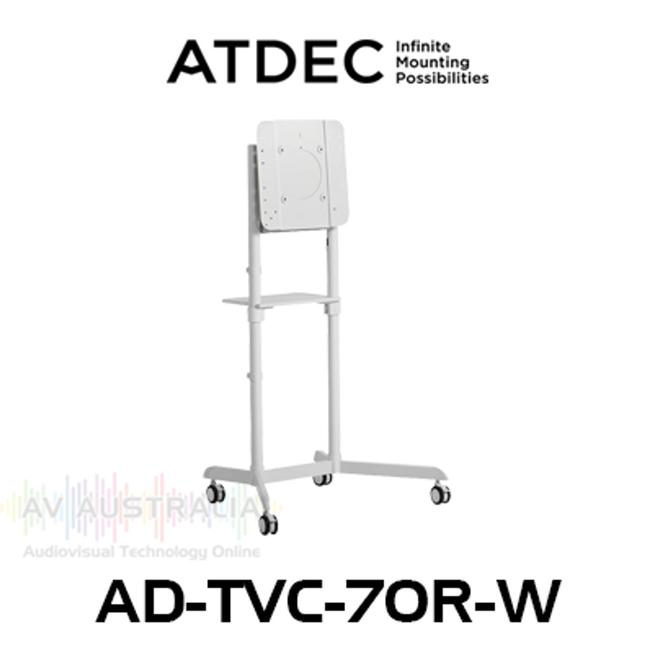 Atdec AD-TVC-70R-W Mobile TV Trolley With Display Rotation (up to 70kg)