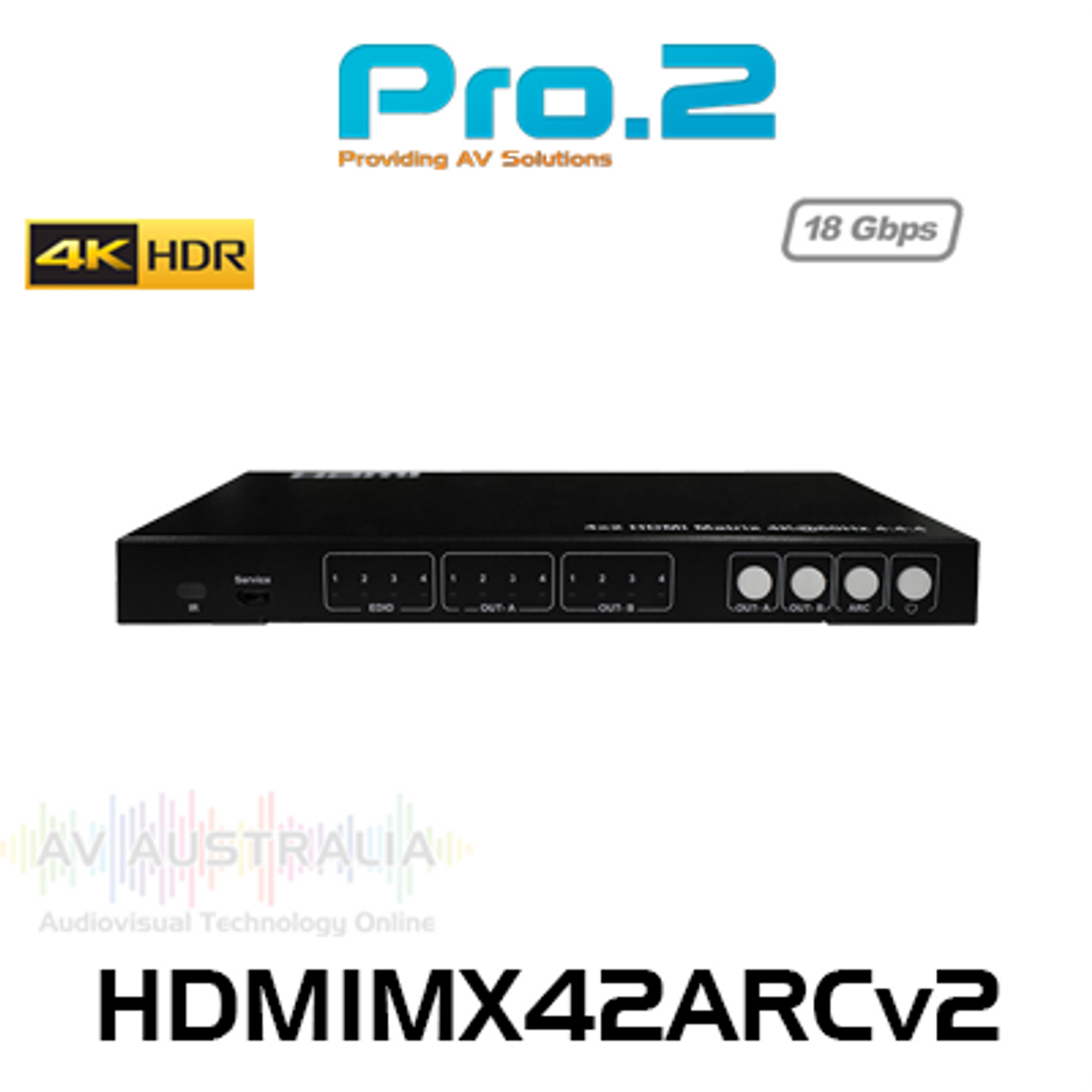 Pro.2 4x2 4K HDR 18Gbps HDMI Matrix Switcher with ARC & Audio Extraction