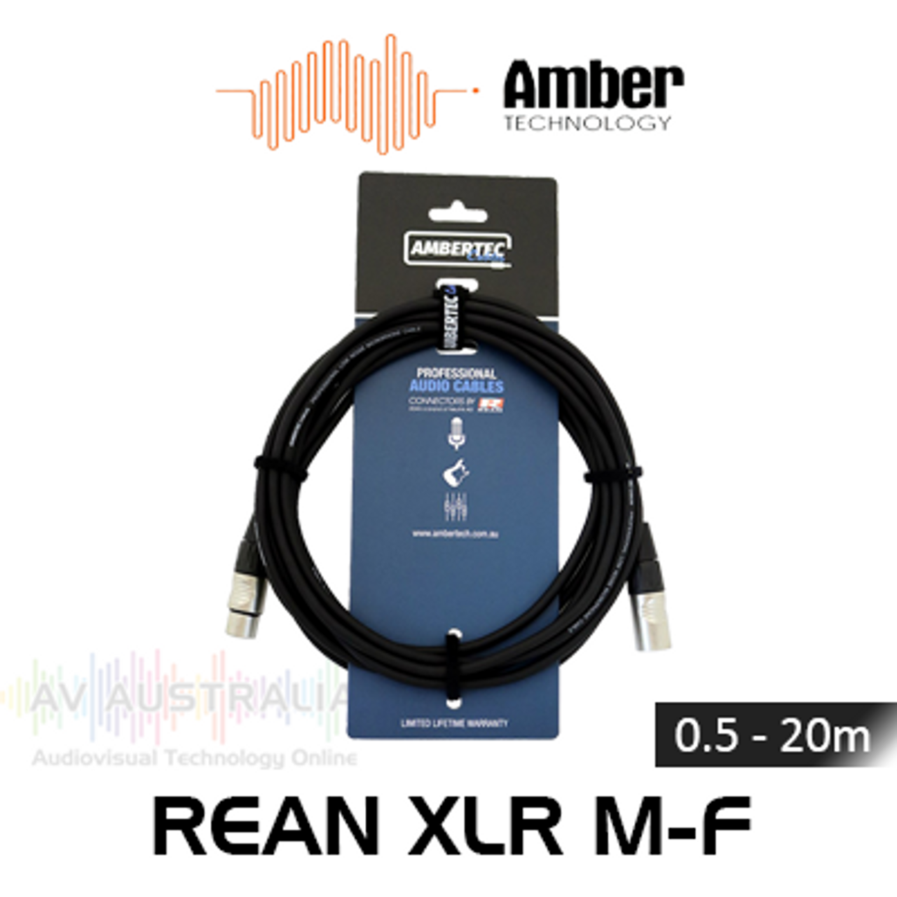 Ambertech REAN XLR Male-Female Microphone Cable (0.5 - 20m)