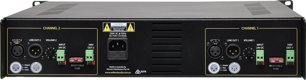 Redback Phase5 2 x 125W 100V PA Power Amplifier