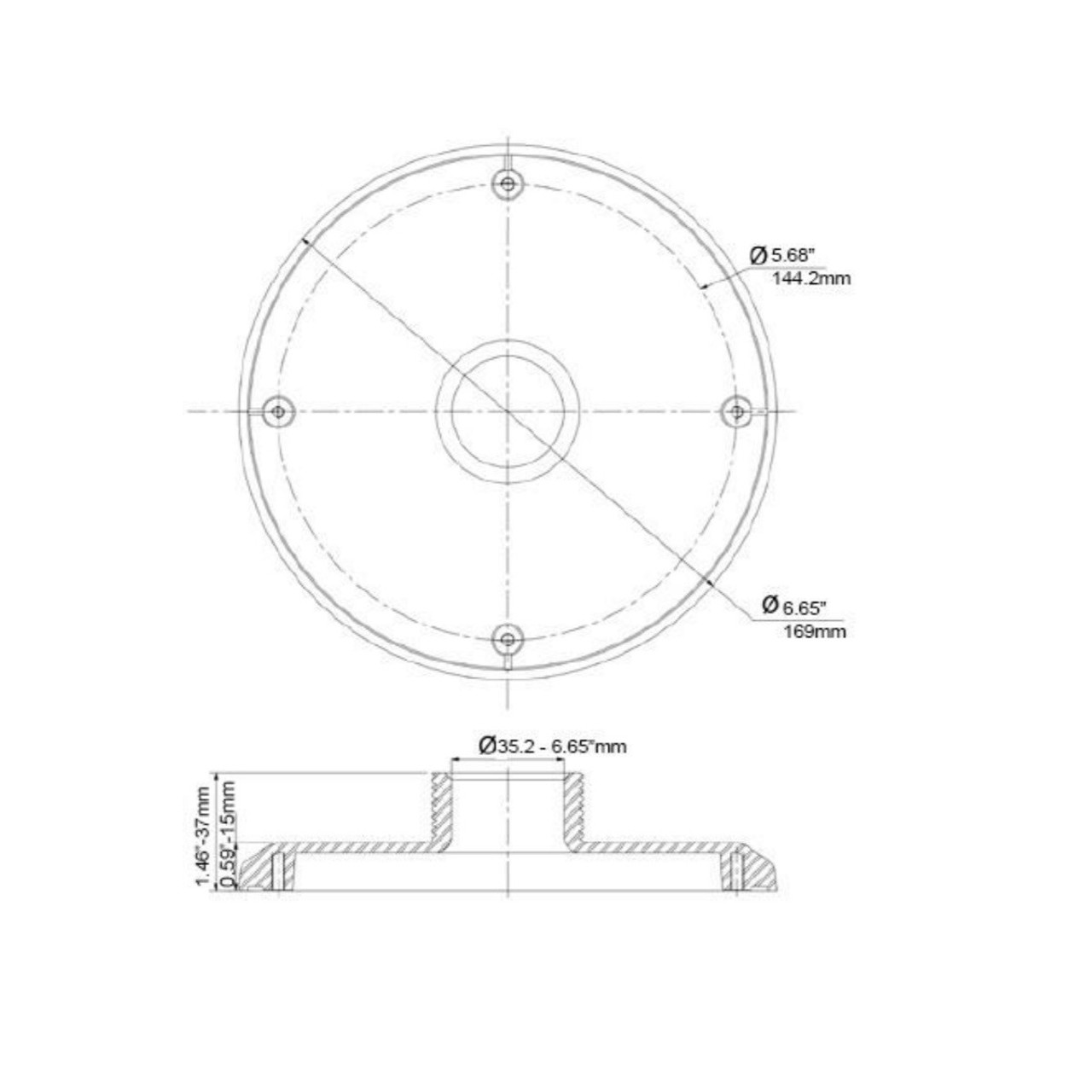 IC Realtime Adapter Plate For PTZ-N23X4-D & ICIP-P2012T