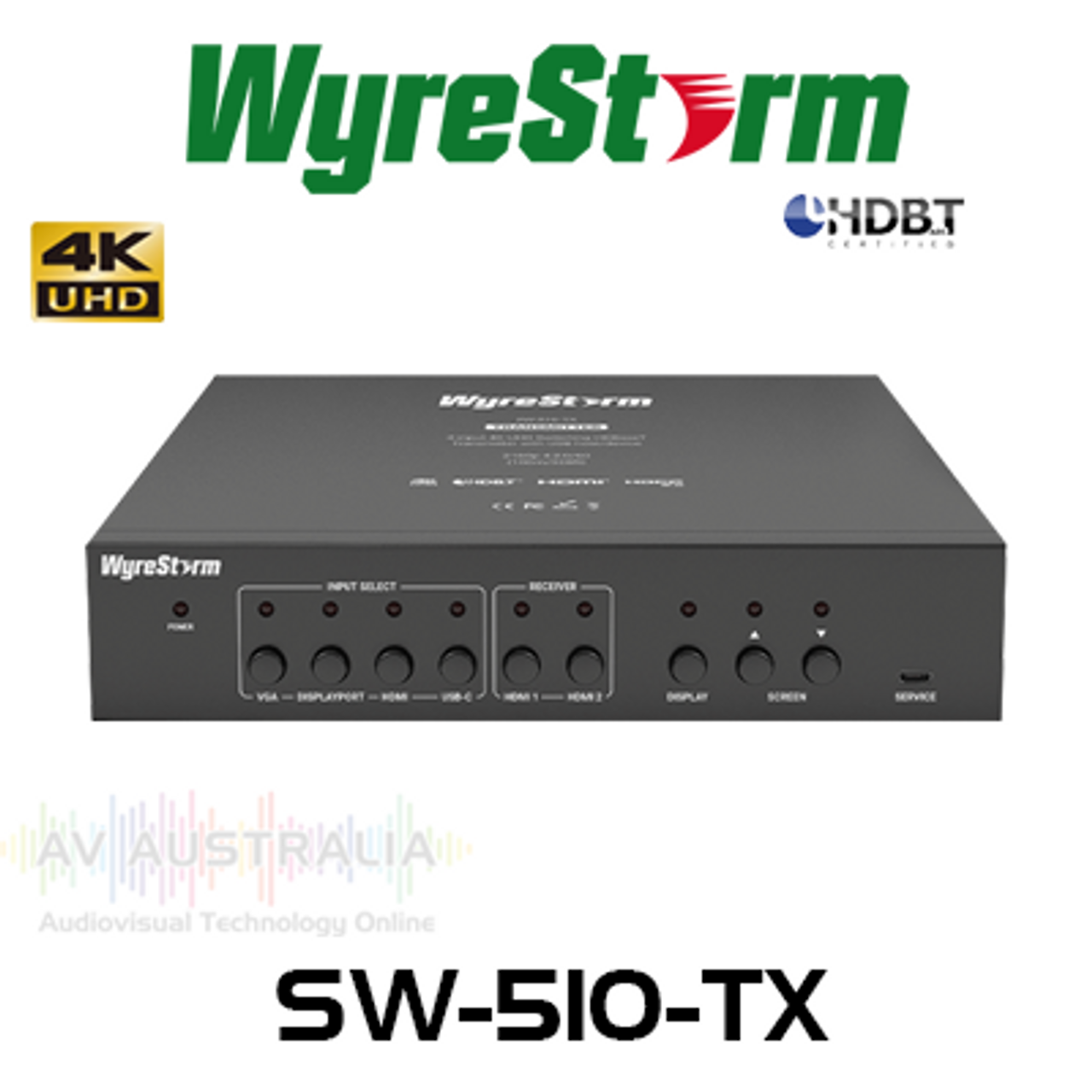 WyreStorm 4-Input 4K UHD Switching HDBaseT Transmitter with USB Host (100m)