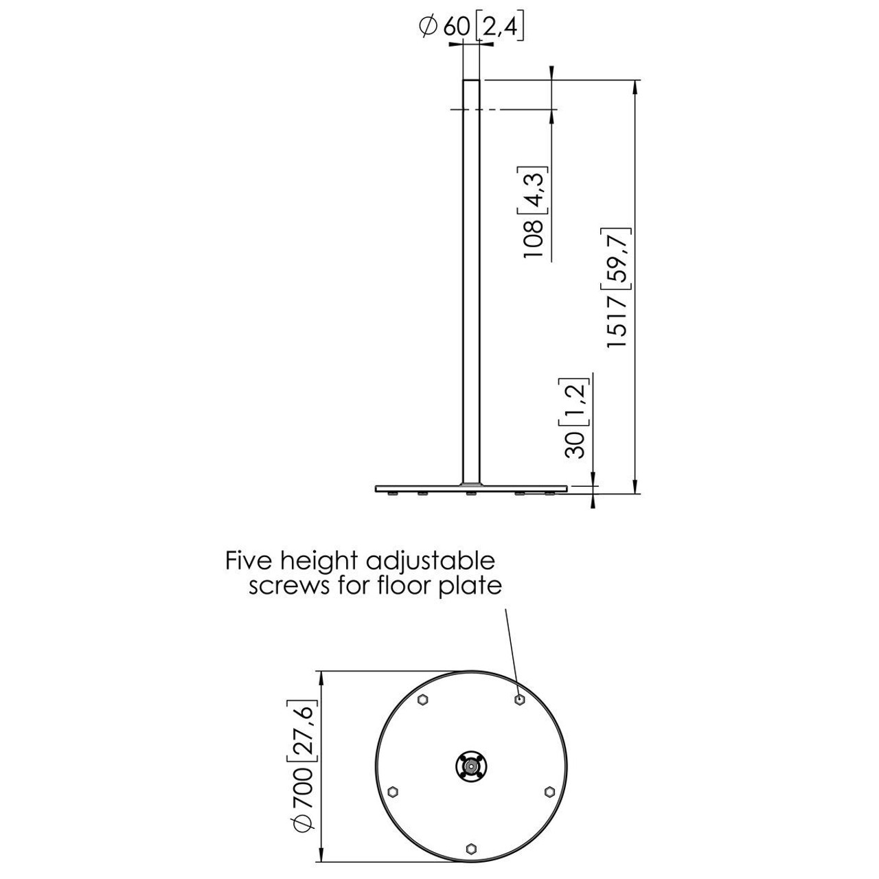 Vogels PFA1560 19-55" Display Floor Stand (40kg Max)