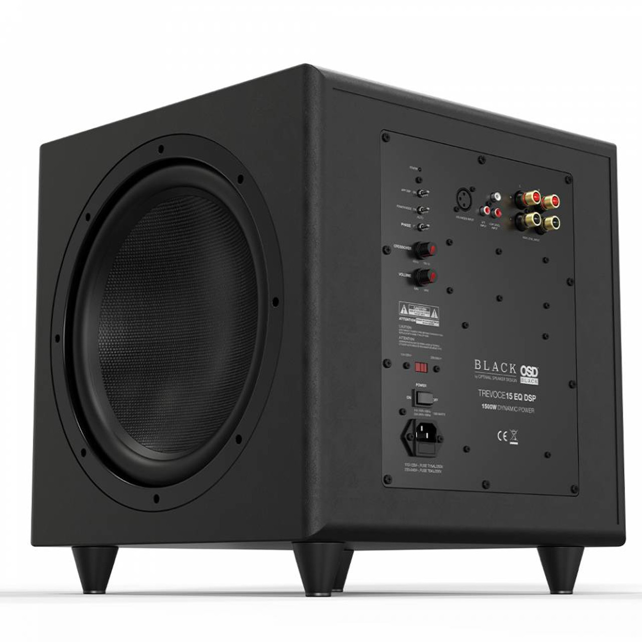 OSD Black TreVoce15 DSP 15" 1500W Dynamic Powered Subwoofer With Dual Passive Radiator