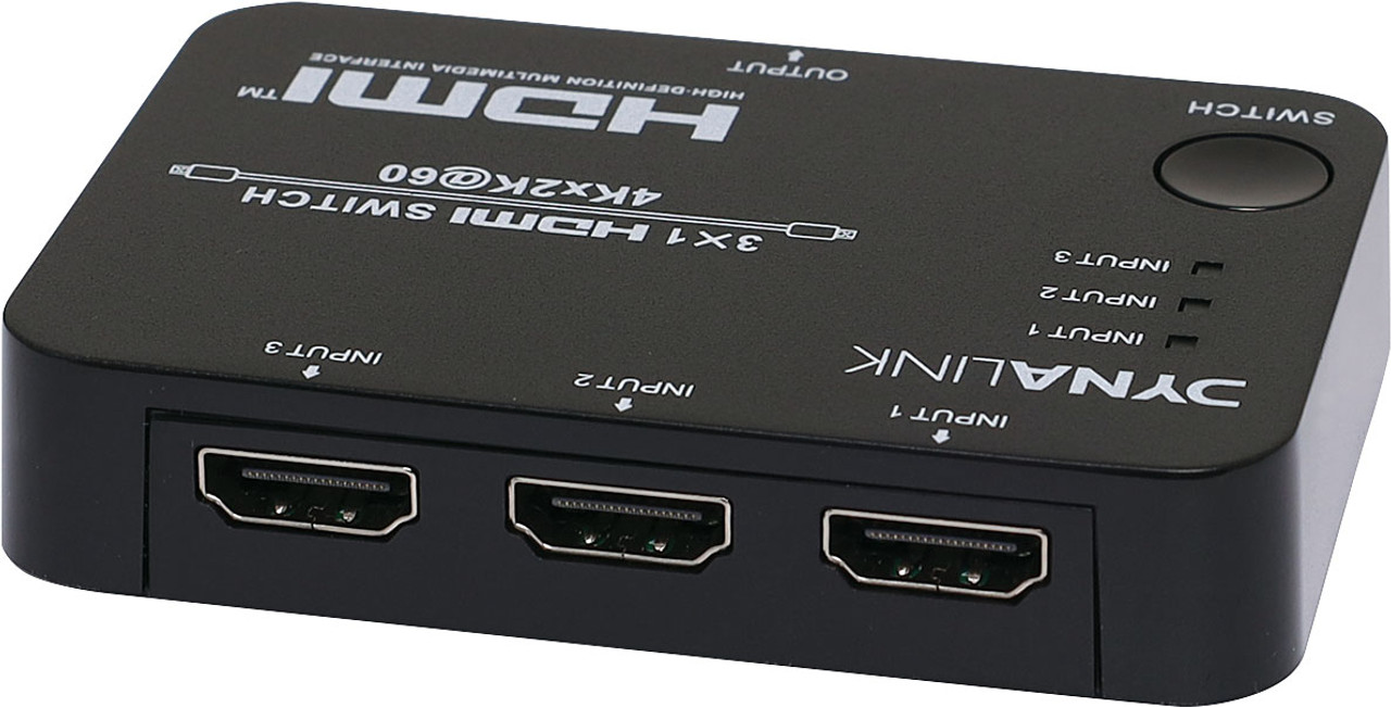 Dynalink 3 Way 4K HDMI 2.0 Switcher with Remote Control